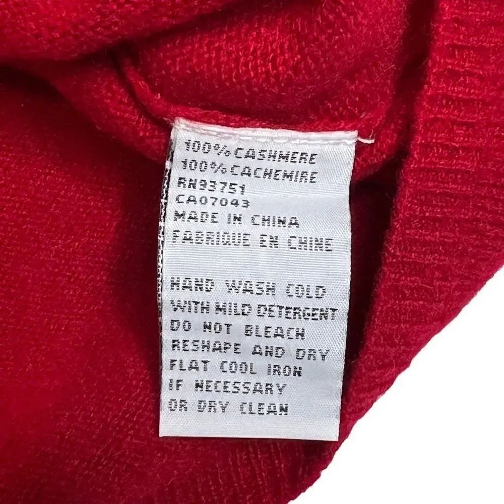 InCashmere red scoop neck 3/4 sleeve cashmere sweater size L - Picture 7 of 15